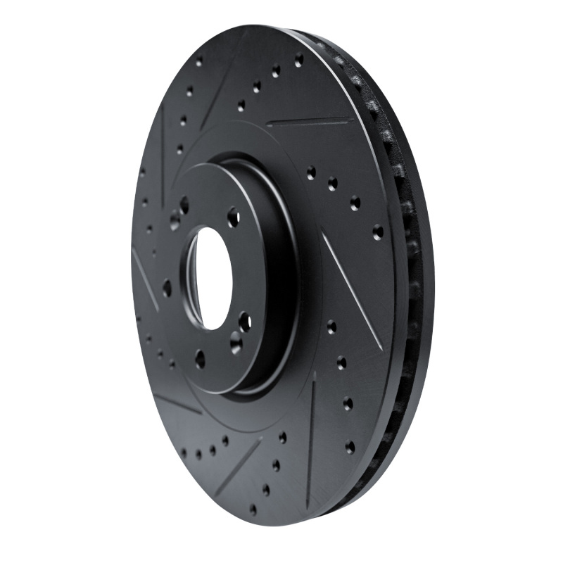 Hyundai Palisade Brake Rotor (1) - Front Left - R1 Concepts - Drilled & Slotted - Black - `20-`25